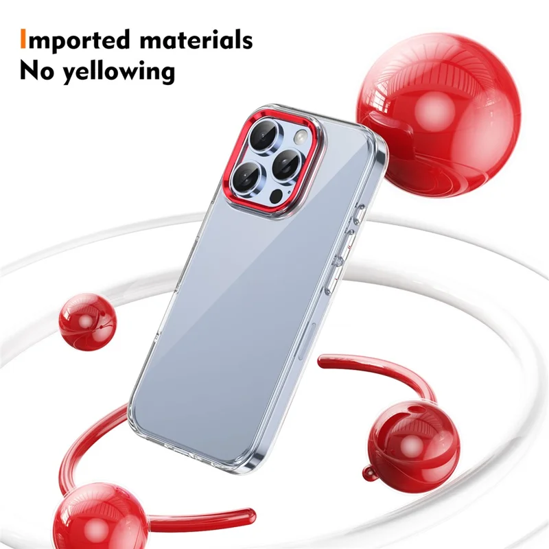 For iPhone 16 Pro Clear Phone Case Hard PC Anti-Scratch Mobile Phone Back Cover - Red