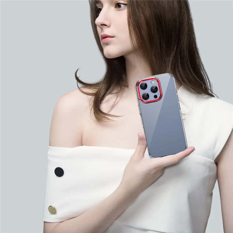 For iPhone 16 Pro Clear Phone Case Hard PC Anti-Scratch Mobile Phone Back Cover - Red