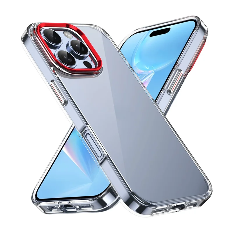 For iPhone 16 Pro Clear Phone Case Hard PC Anti-Scratch Mobile Phone Back Cover - Red