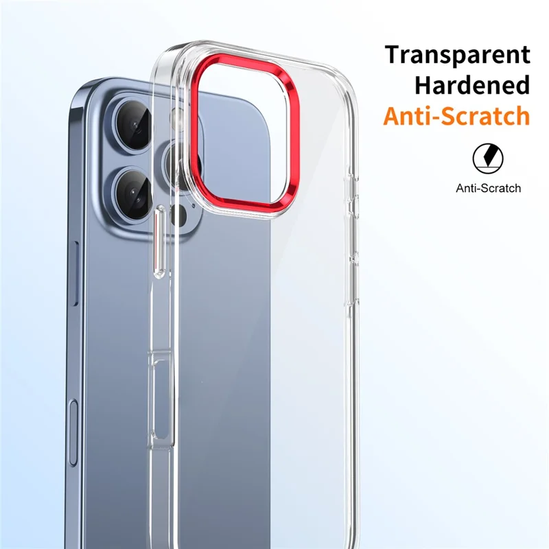 For iPhone 16 Pro Clear Phone Case Hard PC Anti-Scratch Mobile Phone Back Cover - Red