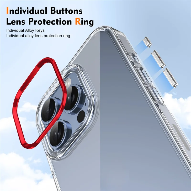 For iPhone 16 Pro Clear Phone Case Hard PC Anti-Scratch Mobile Phone Back Cover - Red