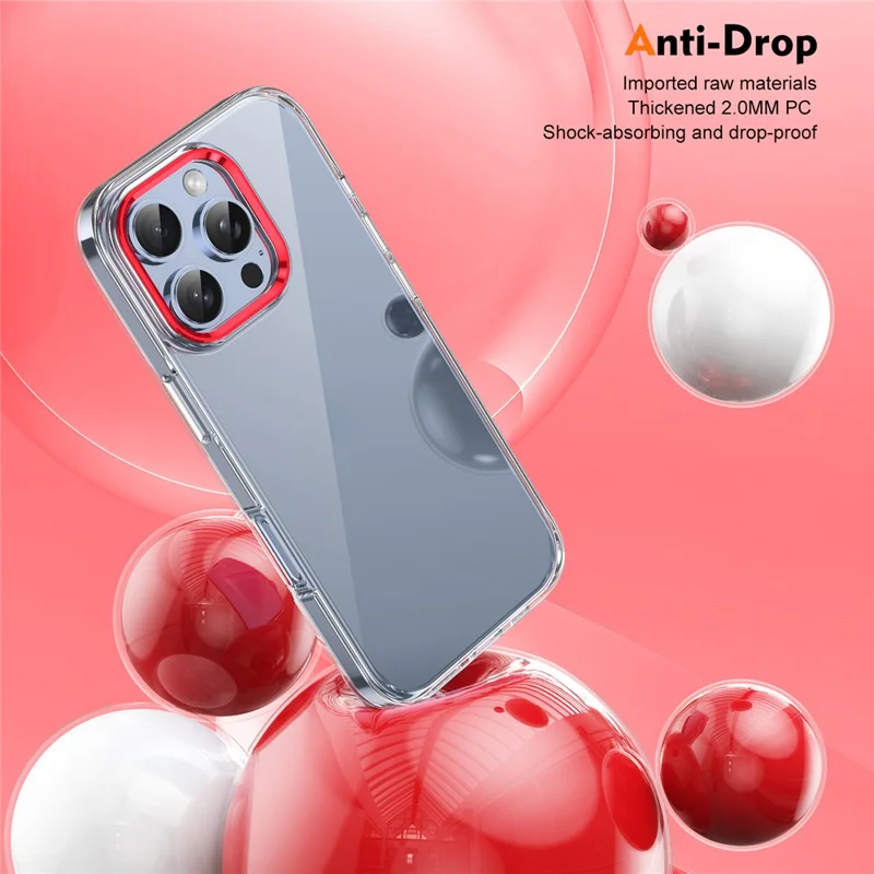 For iPhone 16 Pro Clear Phone Case Hard PC Anti-Scratch Mobile Phone Back Cover - Red