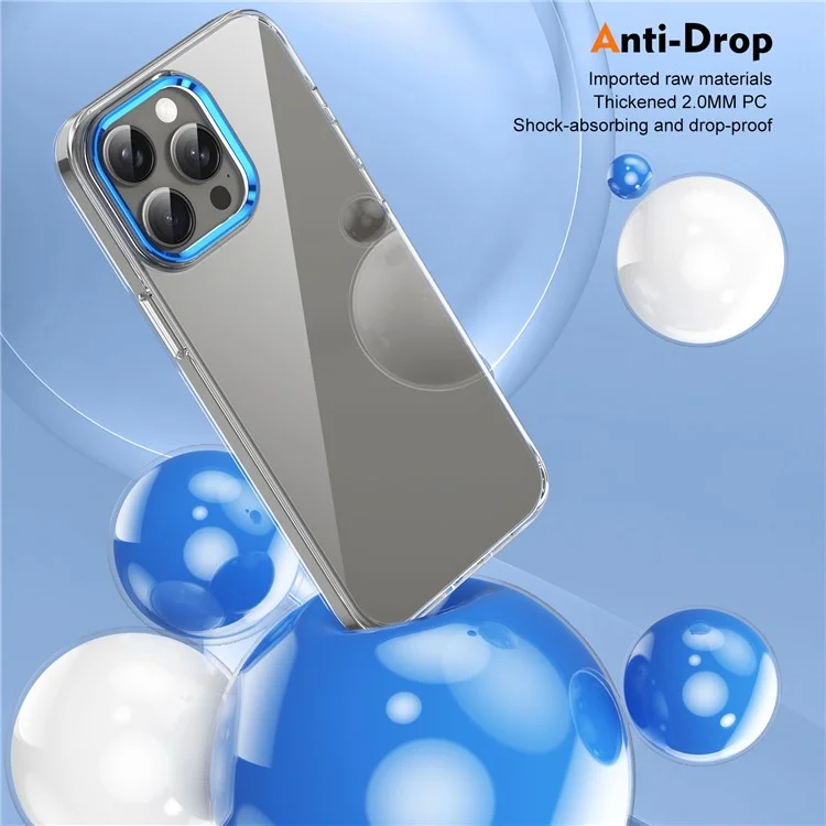 Pour iPhone 15 Pro Max Clear Phone Case Hard PC Anti-Scratch Mobile Phone Back Cover - Bleu