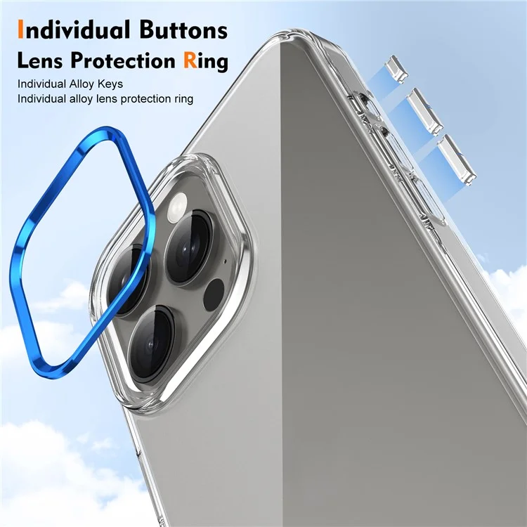 Pour iPhone 15 Pro Max Clear Phone Case Hard PC Anti-Scratch Mobile Phone Back Cover - Bleu