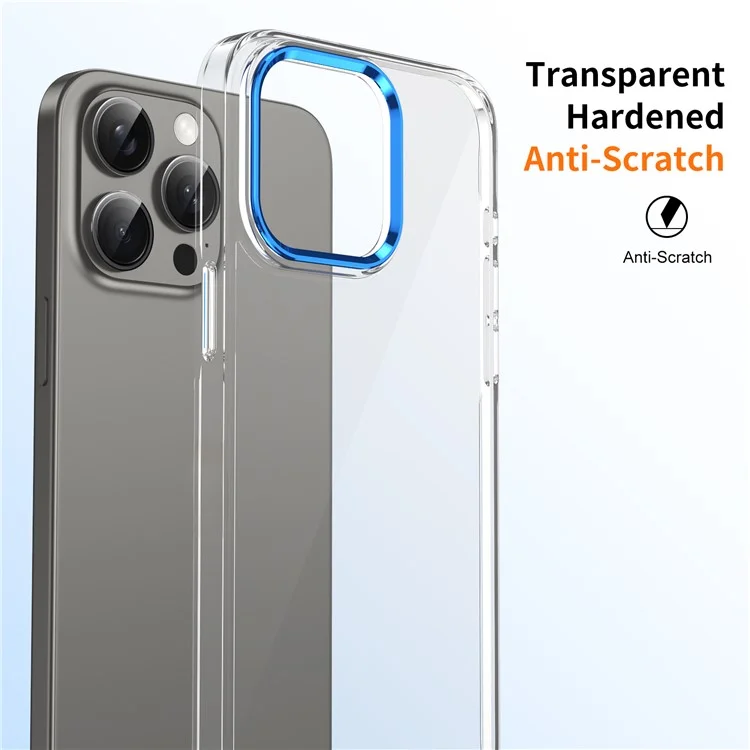 Pour iPhone 15 Pro Max Clear Phone Case Hard PC Anti-Scratch Mobile Phone Back Cover - Bleu