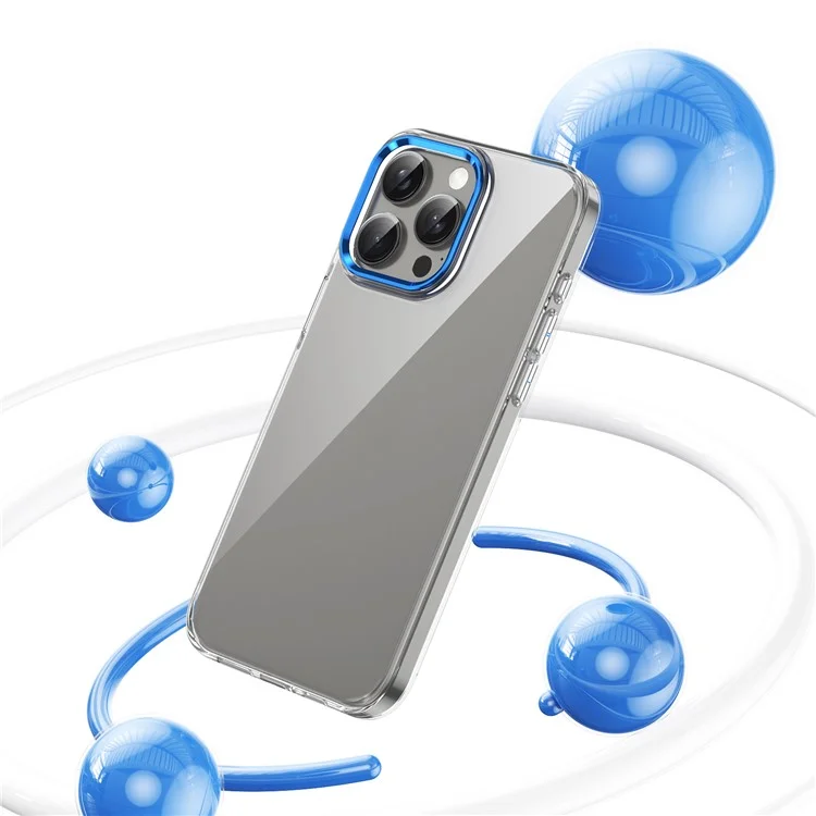 Pour iPhone 15 Pro Max Clear Phone Case Hard PC Anti-Scratch Mobile Phone Back Cover - Bleu
