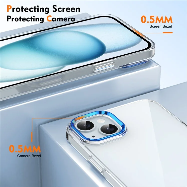 Für iPhone 14 Plus Clear Phone Case Hard PC Anti-Scratch Mobile Phone Back Cover - Blau