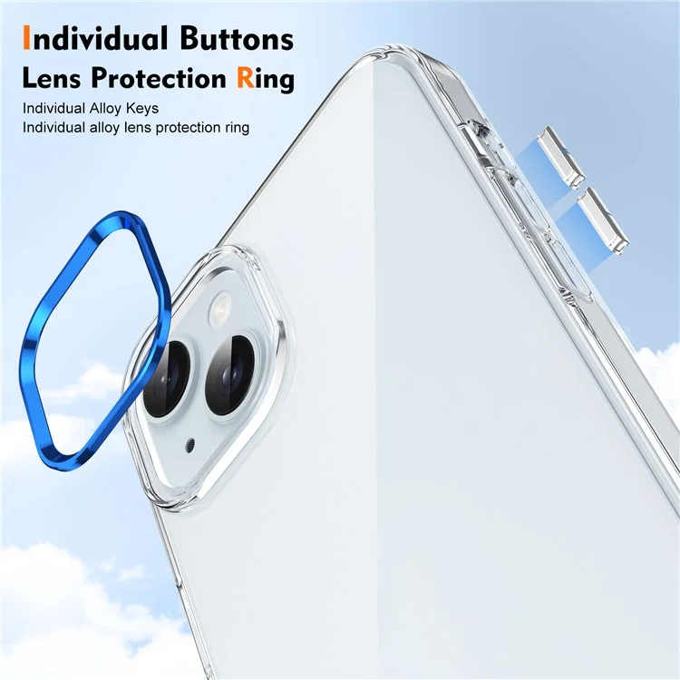 Für iPhone 14 Plus Clear Phone Case Hard PC Anti-Scratch Mobile Phone Back Cover - Blau