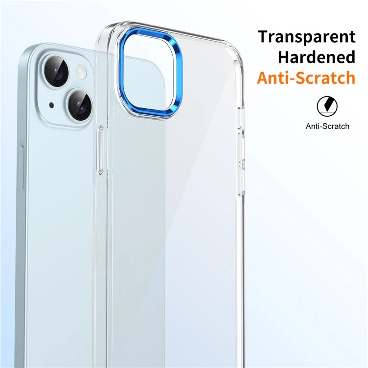 Für iPhone 14 Plus Clear Phone Case Hard PC Anti-Scratch Mobile Phone Back Cover - Blau
