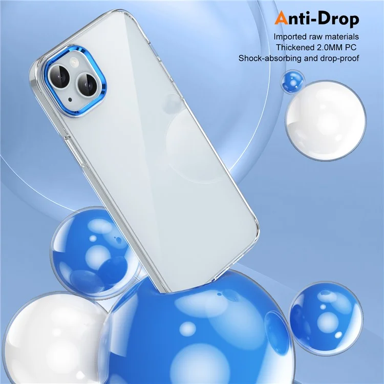 Für iPhone 14 Clear Phone Case Hard PC Anti-Scratch Mobile Phone Back Cover - Blau