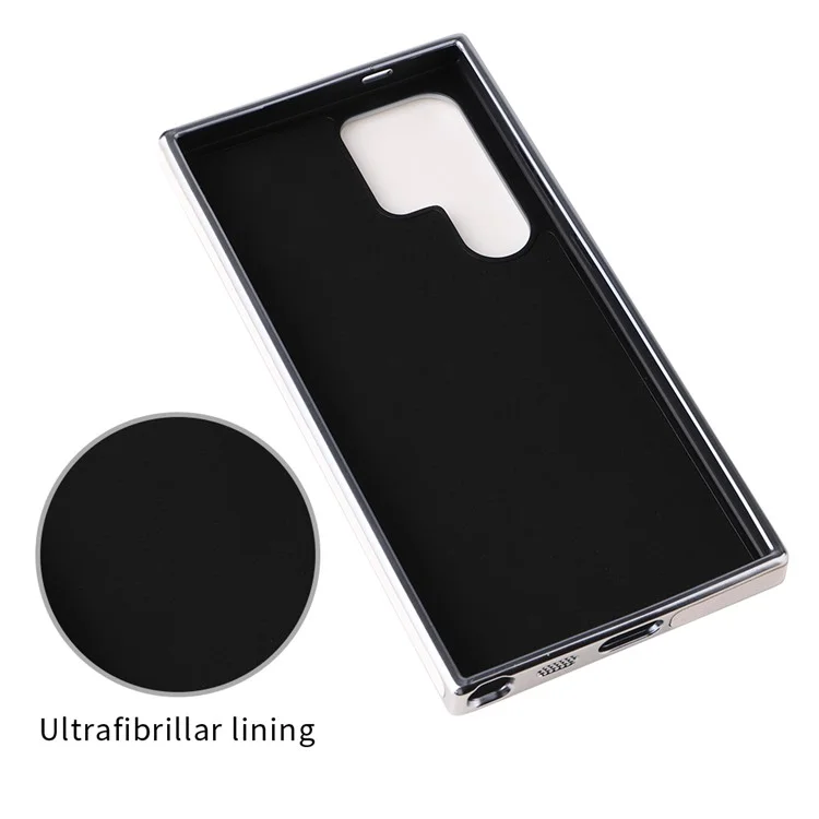For Samsung Galaxy S22 Ultra 5G Magnetic Case PU Leather Back Cover Compatible with MagSafe - White