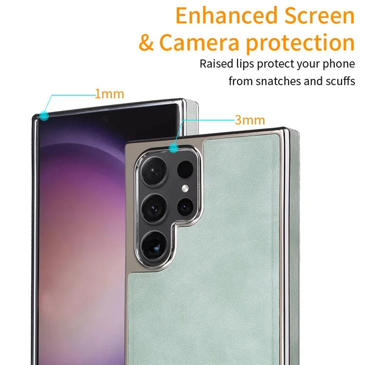 For Samsung Galaxy S22 Ultra 5G Magnetic Case PU Leather Back Cover Compatible with MagSafe - White