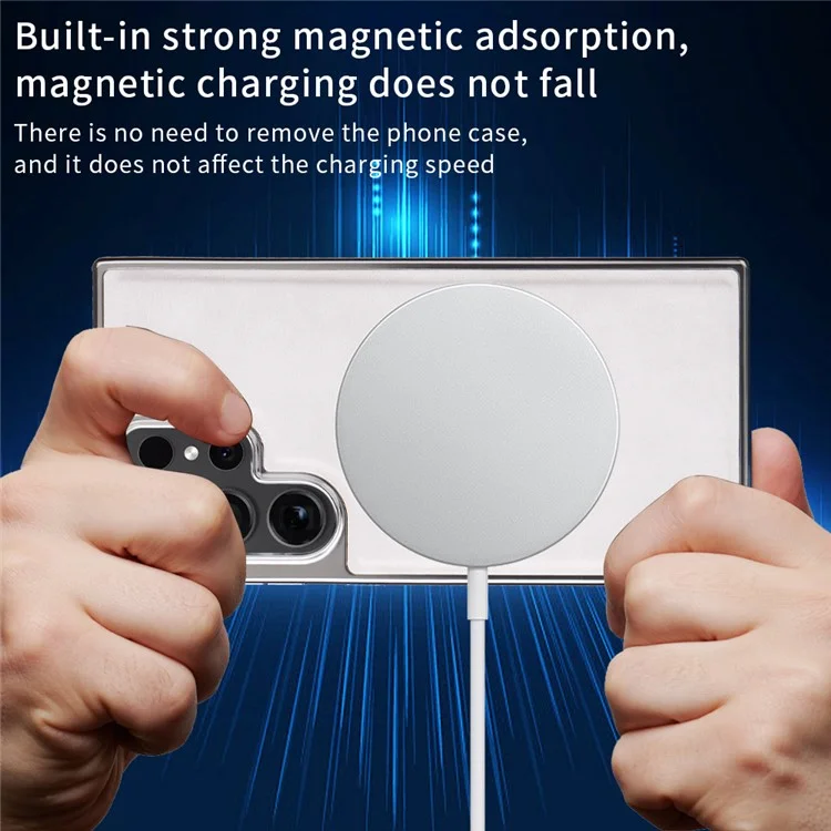 For Samsung Galaxy S22 Ultra 5G Magnetic Case PU Leather Back Cover Compatible with MagSafe - White