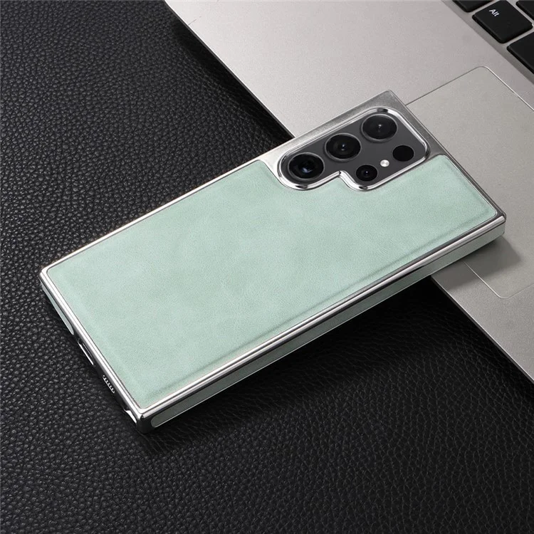For Samsung Galaxy S23 Ultra Magnetic Case PU Leather Back Cover Compatible with MagSafe - Green