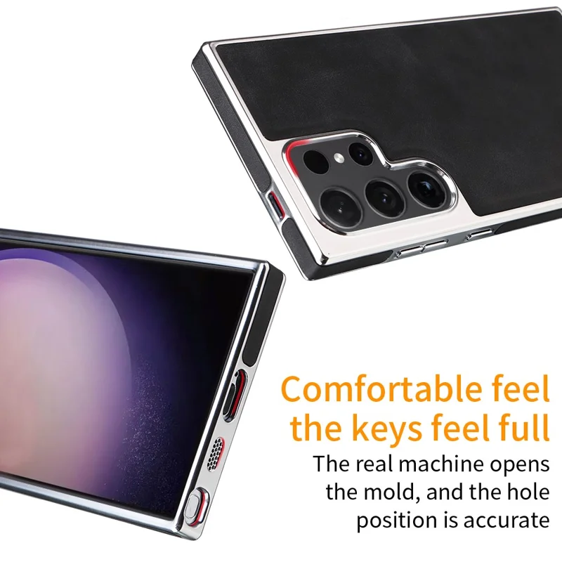 For Samsung Galaxy S23 Ultra Magnetic Case PU Leather Back Cover - White