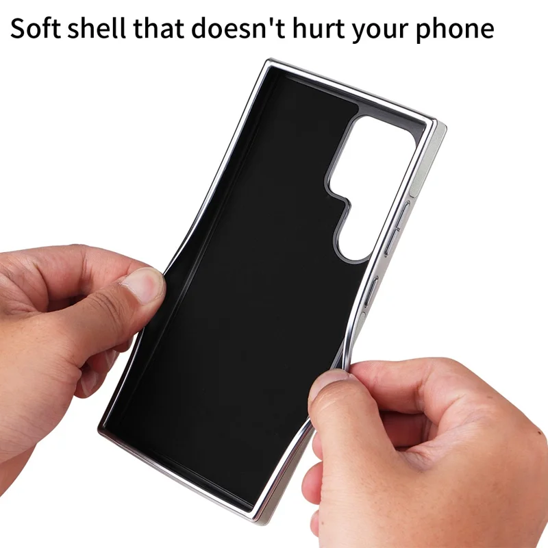 For Samsung Galaxy S23 Ultra Magnetic Case PU Leather Back Cover - White
