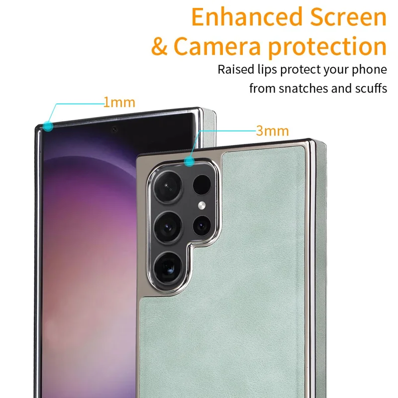 For Samsung Galaxy S23 Ultra Magnetic Case PU Leather Back Cover - White