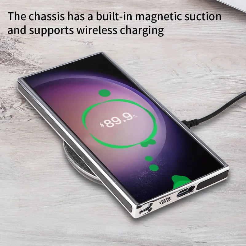 For Samsung Galaxy S23 Ultra Magnetic Case PU Leather Back Cover - White