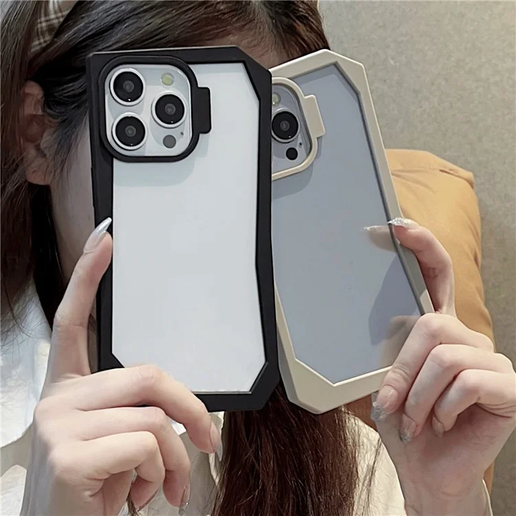 For iPhone 14 Pro Case TPU + Acrylic Phone Back Cover with Irregular Frame - Black