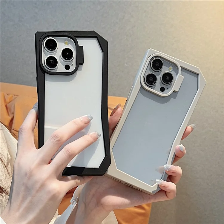 For iPhone 14 Pro Case TPU + Acrylic Phone Back Cover with Irregular Frame - Black