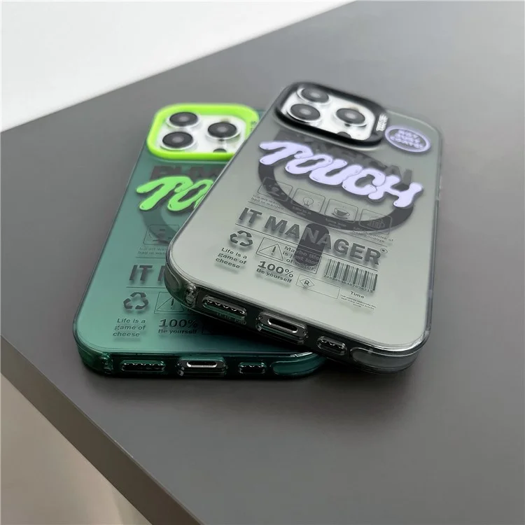 For iPhone 14 Pro Magnetic Case PC TPU English Tags Printed Back Cover Compatible with MagSafe - Blue
