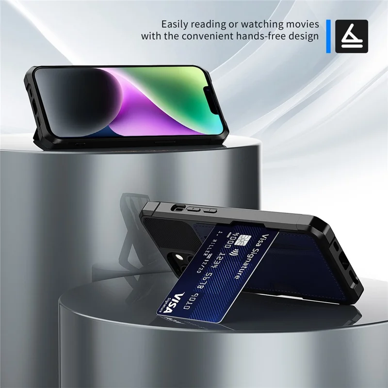 For iPhone 14 Plus ZM02 Anti-scratch Reinforced Corner Phone Case with Card Slot PU Leather + TPU Drop-proof Back Cover