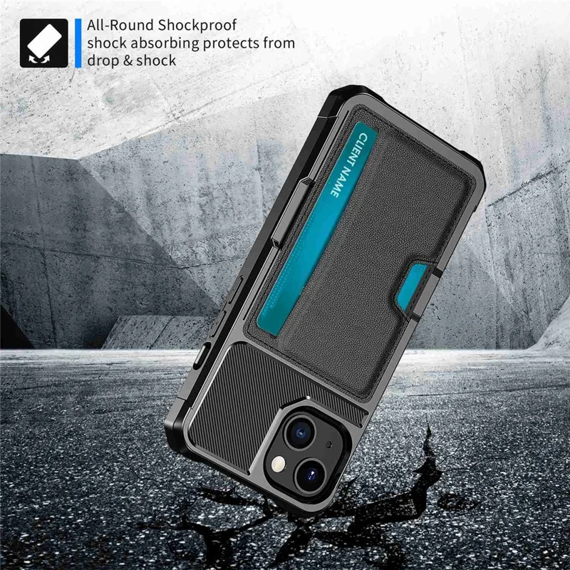 For iPhone 14 Plus ZM02 Anti-scratch Reinforced Corner Phone Case with Card Slot PU Leather + TPU Drop-proof Back Cover