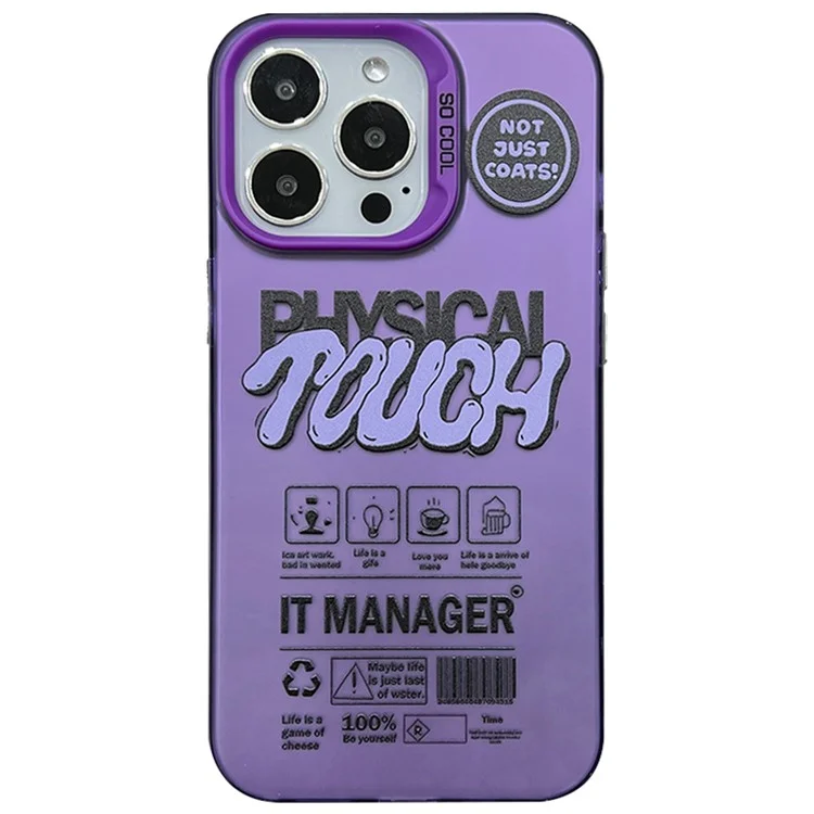 Für iPhone 14 Pro Max Matte Case PC TPU English Tags Printed Phone Back Cover - Lila