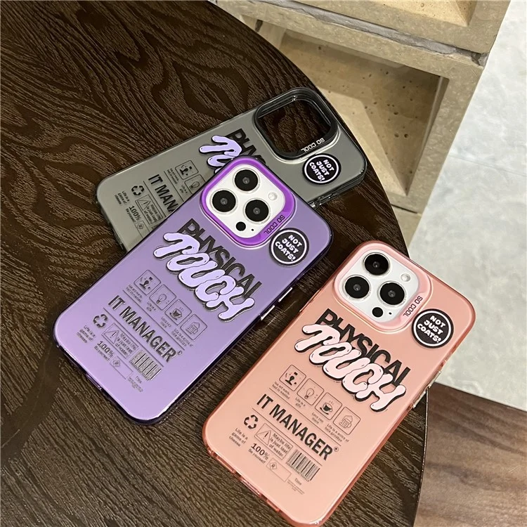 Für iPhone 14 Pro Max Matte Case PC TPU English Tags Printed Phone Back Cover - Lila