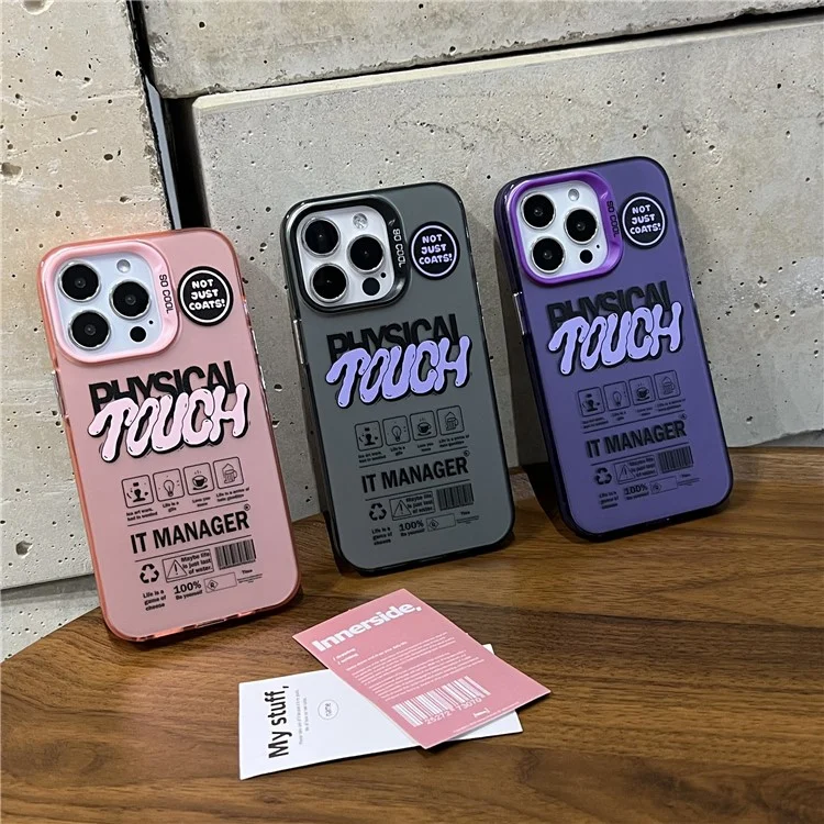 Für iPhone 14 Pro Max Matte Case PC TPU English Tags Printed Phone Back Cover - Lila