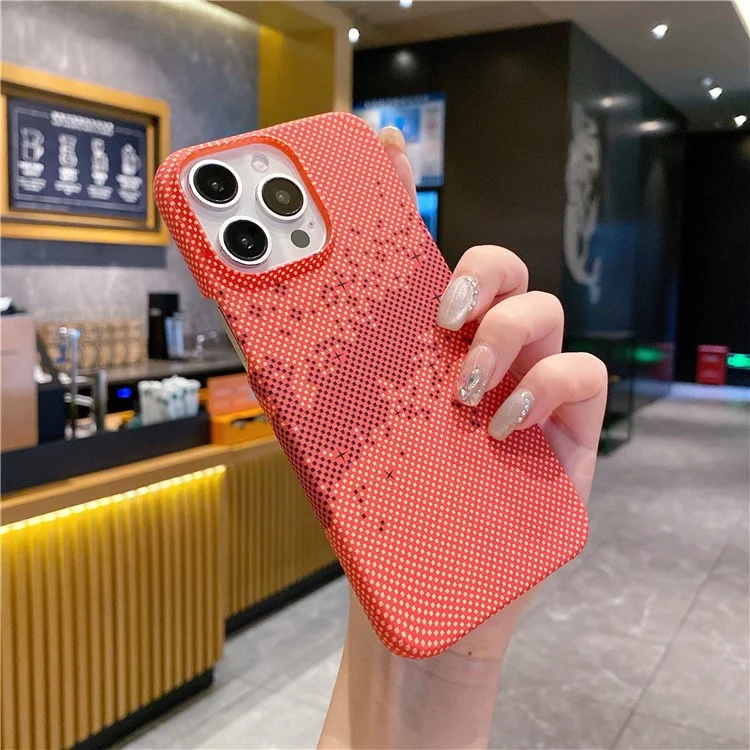 Funda para iPhone 14 Pro Max Cielo Estrellado Impresión por Transferencia de Agua Cubierta de teléfono de PC - Naranja