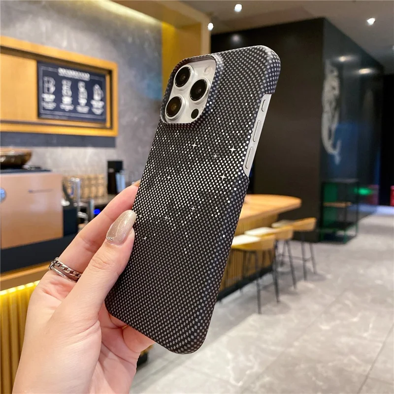 Für iPhone 14 Pro Case Starry Sky Pattern Hard PC Half Cover Phone Protector - Schwarz
