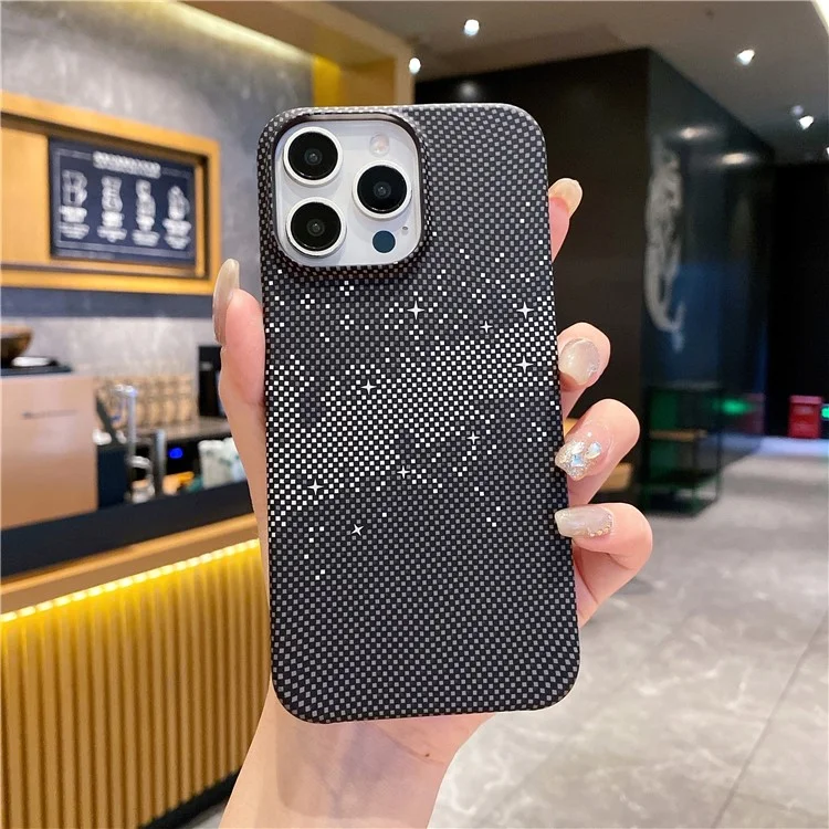 Für iPhone 14 Pro Case Starry Sky Pattern Hard PC Half Cover Phone Protector - Schwarz