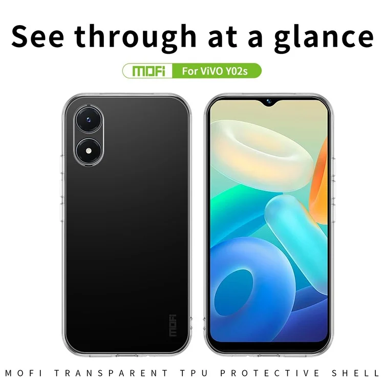 MOFI for vivo Y02s 4G Clear Crystal Case Flexible TPU Anti-Scratch Protective Phone Cover