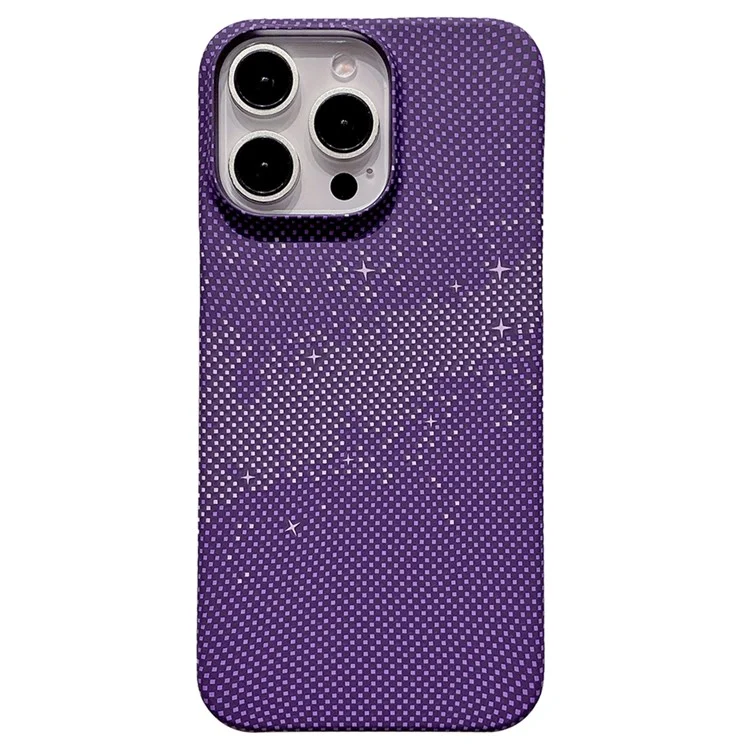 Für iPhone 13 Pro Case Hard PC Phone Shell Starry Sky Pattern Incomplete Cover - Lila