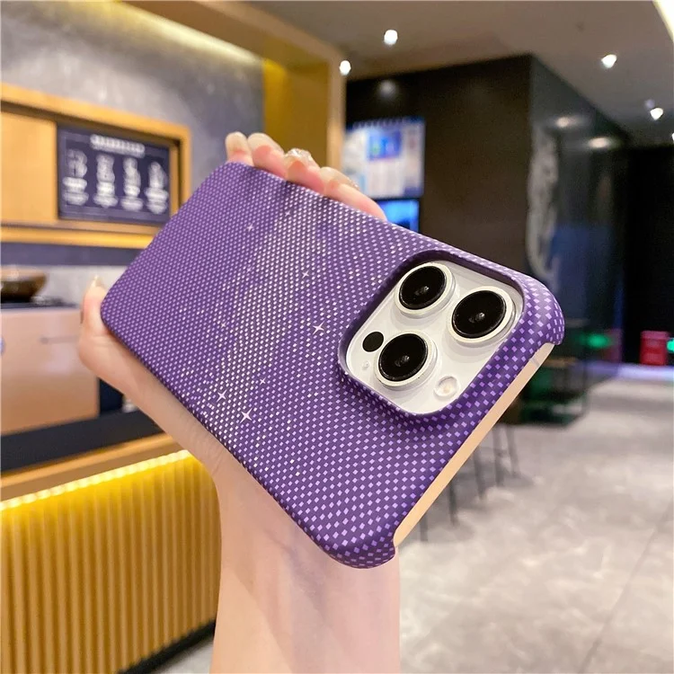 Für iPhone 13 Pro Case Hard PC Phone Shell Starry Sky Pattern Incomplete Cover - Lila