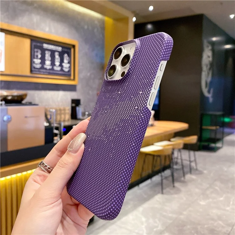 Für iPhone 13 Pro Case Hard PC Phone Shell Starry Sky Pattern Incomplete Cover - Lila