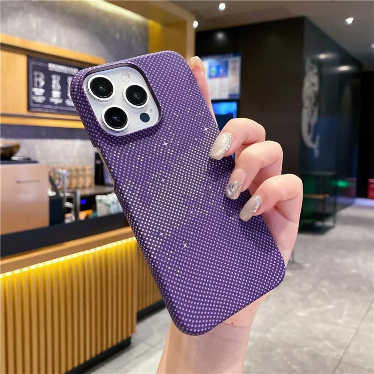 Für iPhone 13 Pro Case Hard PC Phone Shell Starry Sky Pattern Incomplete Cover - Lila
