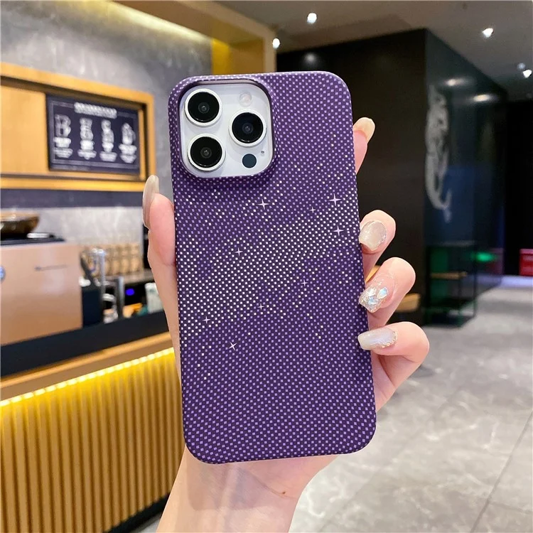 Für iPhone 13 Pro Case Hard PC Phone Shell Starry Sky Pattern Incomplete Cover - Lila