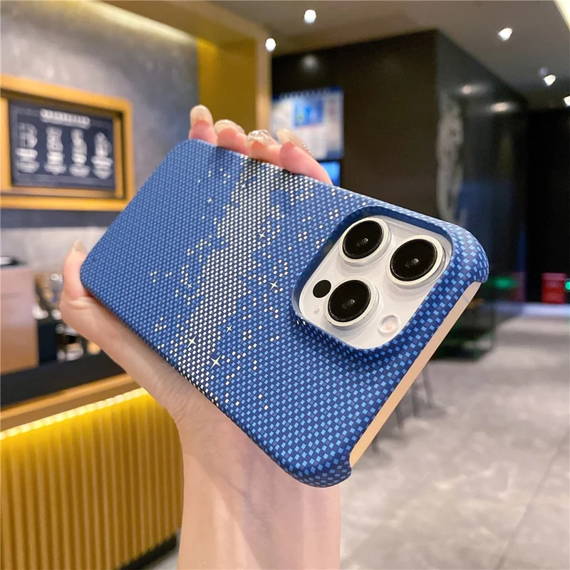 For iPhone 15 Pro Case Water Transfer Printing Starry Sky Pattern Hard PC Cover - Blue