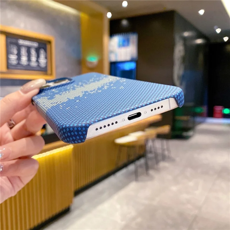 For iPhone 15 Pro Case Water Transfer Printing Starry Sky Pattern Hard PC Cover - Blue