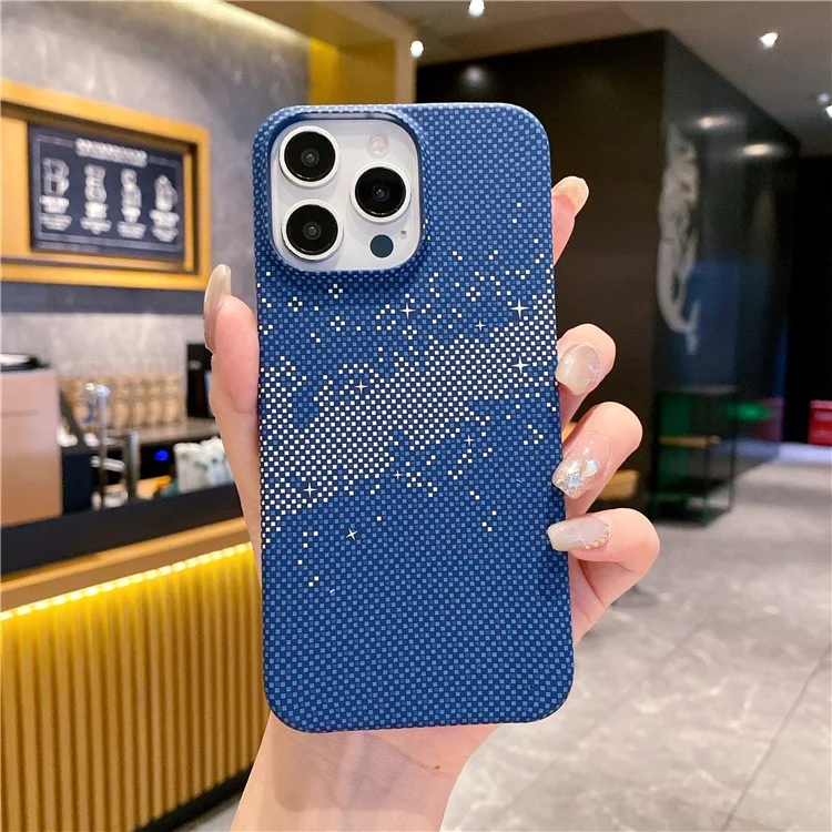 Für iPhone 15 Pro Max Case Starry Sky Hard PC Phone Shell Incomplete Covering - Blau