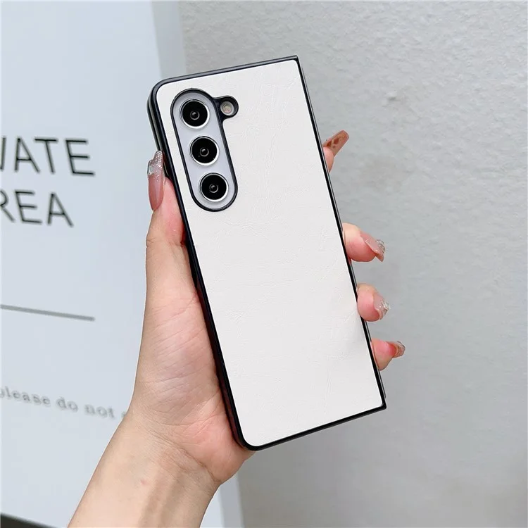 Funda para Samsung Galaxy Z Fold5 5G, textura de cuero de caballo desbocado + cubierta de teléfono de dos piezas de PC - Blanco