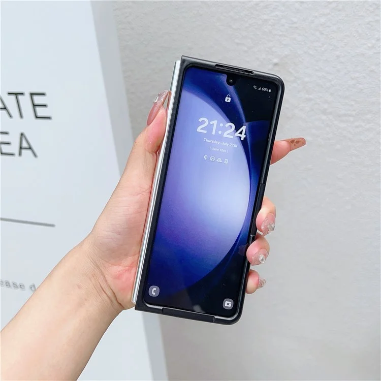 Funda para Samsung Galaxy Z Fold5 5G, textura de cuero de caballo desbocado + cubierta de teléfono de dos piezas de PC - Blanco