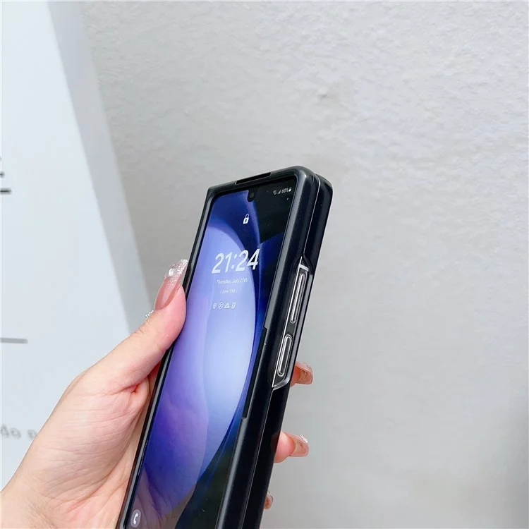 Funda para Samsung Galaxy Z Fold5 5G, textura de cuero de caballo desbocado + cubierta de teléfono de dos piezas de PC - Blanco