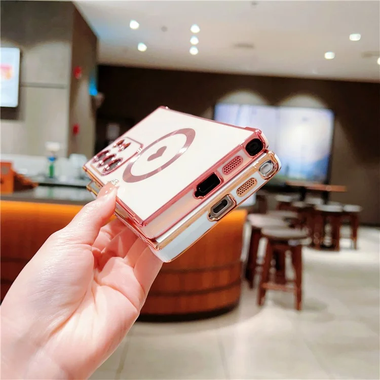 Für Samsung Galaxy S24 Ultra Magnetisches Handy-Etui Elektroplattierung Herz TPU-Abdeckung - Dunkelviolett