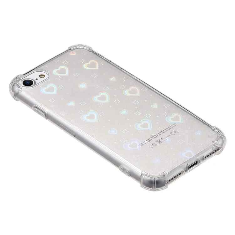 For iPhone SE (2022) / SE (2020) / iPhone 8 / 7 Case Reinforced Corners TPU Phone Cover with Card Paper - Love Heart