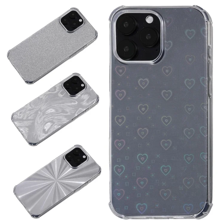 For iPhone 15 Pro Clear Phone Case Shockproof TPU Back Cover with 4 Removable Papers