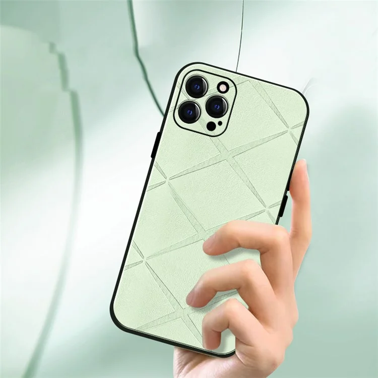 Per iPhone 14 Pro Case Geometric Pattern Leather+PC+TPU Phone Back Cover - Nero
