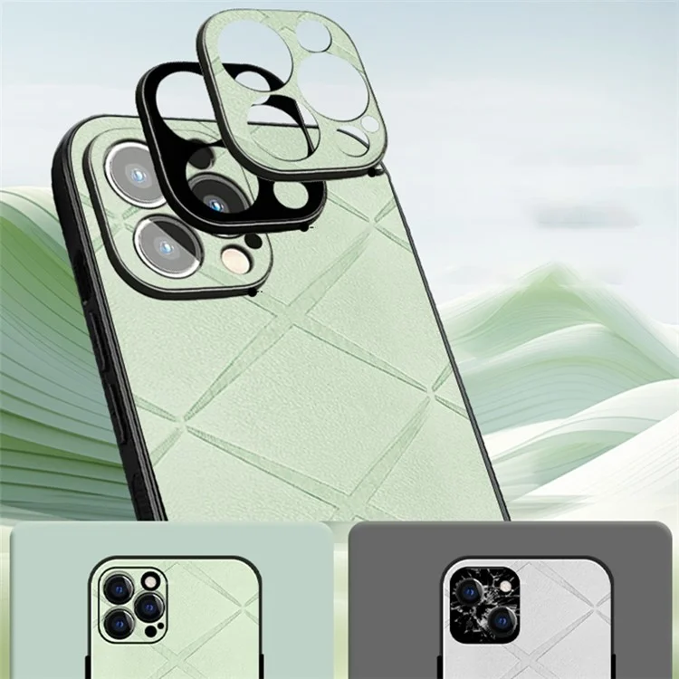 Per iPhone 14 Pro Case Geometric Pattern Leather+PC+TPU Phone Back Cover - Nero